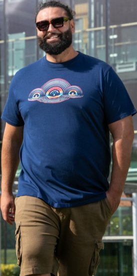 D555 Cheltenham Record With Reflection Printed T-shirt French Navy - T-krekli - T-krekli - 2XL-14XL