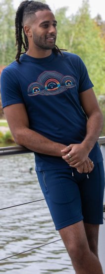D555 Cheltenham Record With Reflection Printed T-shirt French Navy - T-krekli - T-krekli - 2XL-14XL