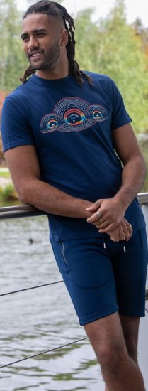 D555 Cheltenham Record With Reflection Printed T-shirt French Navy - T-krekli - T-krekli - 2XL-14XL