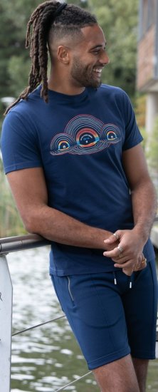 D555 Cheltenham Record With Reflection Printed T-shirt French Navy - T-krekli - T-krekli - 2XL-14XL