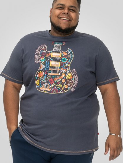 D555 Stockport Multi Coloured Guitar Printed T-Shirt Denim - T-krekli - T-krekli - 2XL-14XL