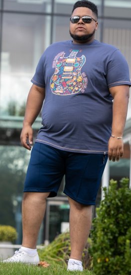 D555 Stockport Multi Coloured Guitar Printed T-Shirt Denim - T-krekli - T-krekli - 2XL-14XL