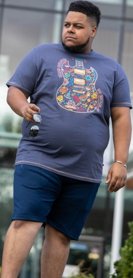 D555 Stockport Multi Coloured Guitar Printed T-Shirt Denim - T-krekli - T-krekli - 2XL-14XL