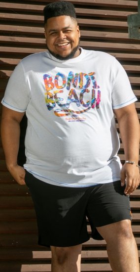 D555 SYDNEY Multi Coloured Bondi Beach Printed T-Shirt White - T-krekli - T-krekli - 2XL-14XL