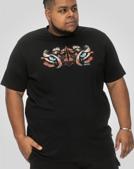 D555 Leamington Tiger Eyes Printed Crew Neck T-shirt Black - T-krekli - T-krekli - 2XL-14XL