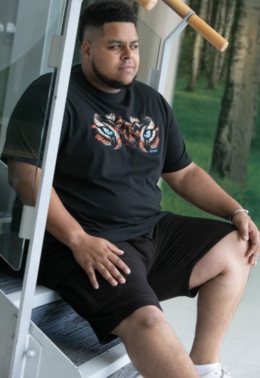 D555 Leamington Tiger Eyes Printed Crew Neck T-shirt Black - T-krekli - T-krekli - 2XL-14XL