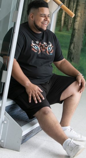 D555 Leamington Tiger Eyes Printed Crew Neck T-shirt Black - T-krekli - T-krekli - 2XL-14XL