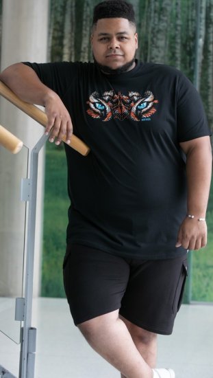D555 Leamington Tiger Eyes Printed Crew Neck T-shirt Black - T-krekli - T-krekli - 2XL-14XL