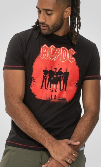 D555 Uxbridge Official ACDC Band Printed Crew Neck T-Shirt Washed Black - T-krekli - T-krekli - 2XL-14XL