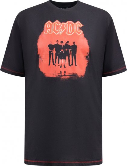 D555 Uxbridge Official ACDC Band Printed Crew Neck T-Shirt Washed Black - T-krekli - T-krekli - 2XL-14XL