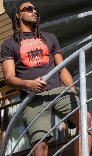 D555 Uxbridge Official ACDC Band Printed Crew Neck T-Shirt Washed Black - T-krekli - T-krekli - 2XL-14XL