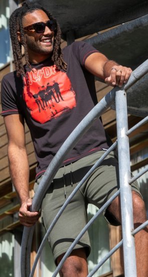 D555 Uxbridge Official ACDC Band Printed Crew Neck T-Shirt Washed Black - T-krekli - T-krekli - 2XL-14XL