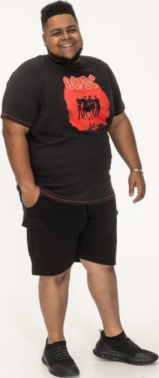 D555 Uxbridge Official ACDC Band Printed Crew Neck T-Shirt Washed Black - T-krekli - T-krekli - 2XL-14XL