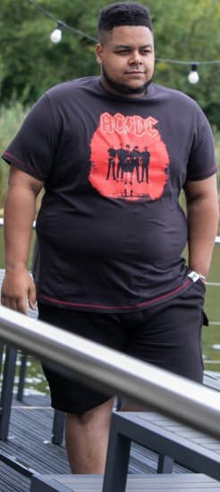 D555 Uxbridge Official ACDC Band Printed Crew Neck T-Shirt Washed Black - T-krekli - T-krekli - 2XL-14XL