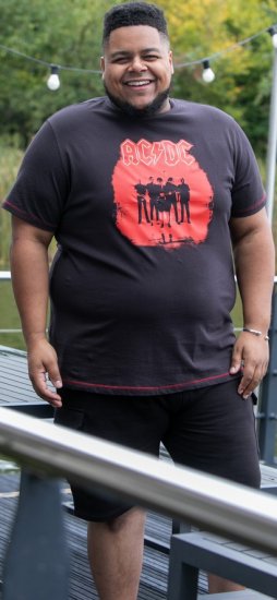 D555 Uxbridge Official ACDC Band Printed Crew Neck T-Shirt Washed Black - T-krekli - T-krekli - 2XL-14XL