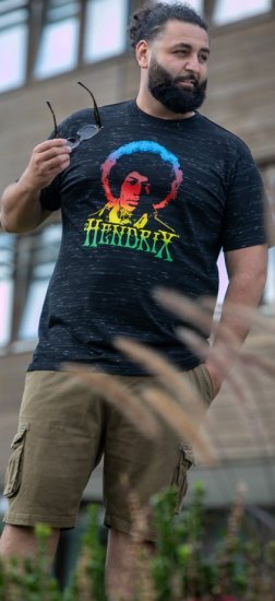D555 Hendrix Official Jimi Hendrix Printed Crew Neck T-Shirt Black Reno - Grupas T-krekli - 