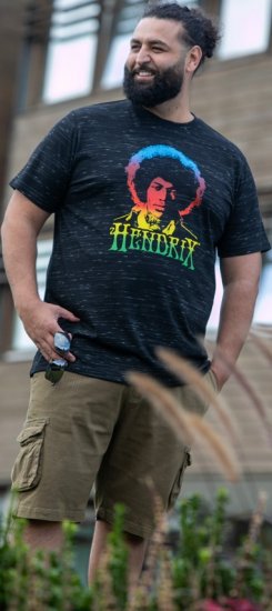 D555 Hendrix Official Jimi Hendrix Printed Crew Neck T-Shirt Black Reno - Grupas T-krekli - 
