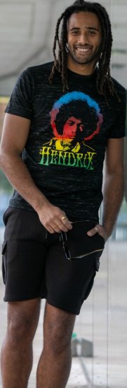 D555 Hendrix Official Jimi Hendrix Printed Crew Neck T-Shirt Black Reno - Grupas T-krekli - 