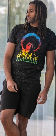 D555 Hendrix Official Jimi Hendrix Printed Crew Neck T-Shirt Black Reno - Grupas T-krekli - 