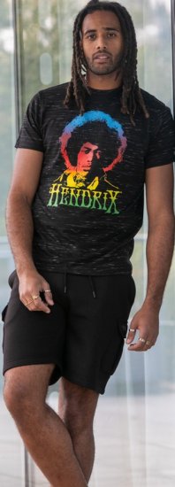 D555 Hendrix Official Jimi Hendrix Printed Crew Neck T-Shirt Black Reno - Grupas T-krekli - 
