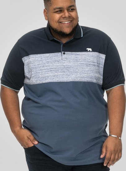 D555 Leeds Cut And Sew Polo With Jacquard Collar And Cuffs Navy - Polo krekli - Polo krekli - 2XL-8XL