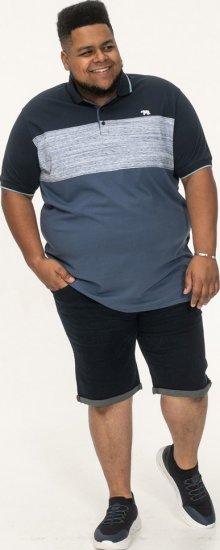 D555 Leeds Cut And Sew Polo With Jacquard Collar And Cuffs Navy - Polo krekli - Polo krekli - 2XL-8XL