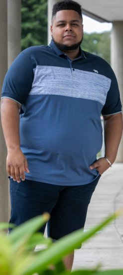 D555 Leeds Cut And Sew Polo With Jacquard Collar And Cuffs Navy - Polo krekli - Polo krekli - 2XL-8XL