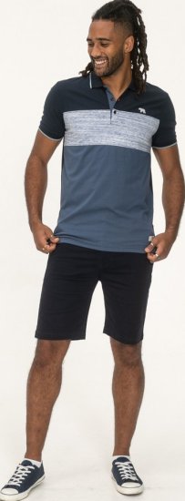 D555 Leeds Cut And Sew Polo With Jacquard Collar And Cuffs Navy - Polo krekli - Polo krekli - 2XL-8XL