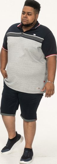 D555 Tipton Stripe Jacquard Short Sleeve Polo Navy - Polo krekli - Polo krekli - 2XL-8XL