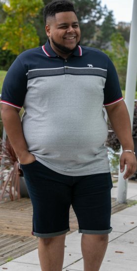 D555 Tipton Stripe Jacquard Short Sleeve Polo Navy - Polo krekli - Polo krekli - 2XL-8XL