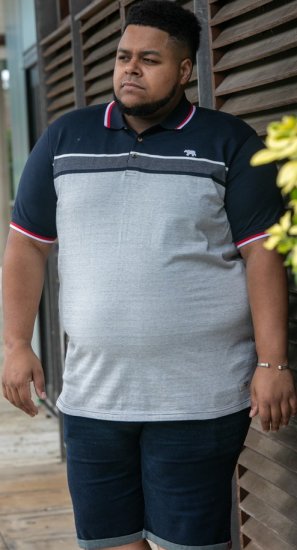 D555 Tipton Stripe Jacquard Short Sleeve Polo Navy - Polo krekli - Polo krekli - 2XL-8XL