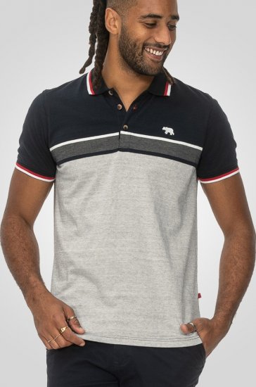 D555 Tipton Stripe Jacquard Short Sleeve Polo Navy - Polo krekli - Polo krekli - 2XL-8XL