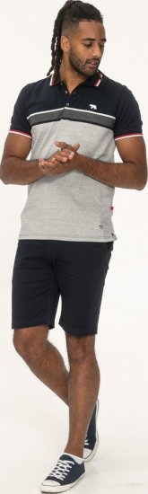 D555 Tipton Stripe Jacquard Short Sleeve Polo Navy - Polo krekli - Polo krekli - 2XL-8XL