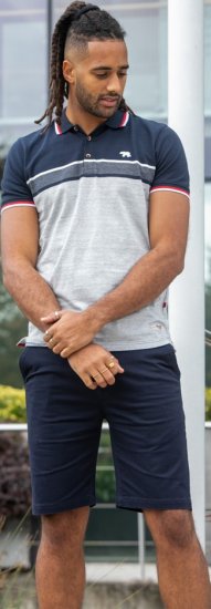 D555 Tipton Stripe Jacquard Short Sleeve Polo Navy - Polo krekli - Polo krekli - 2XL-8XL