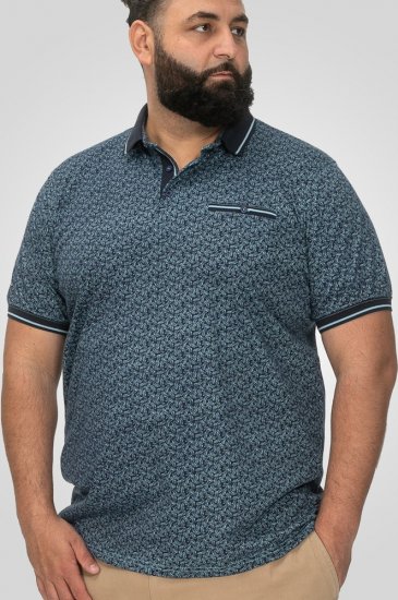 D555 Woolwich AOP Polo Shirt With Ribbed Collar Blue - Polo krekli - Polo krekli - 2XL-8XL