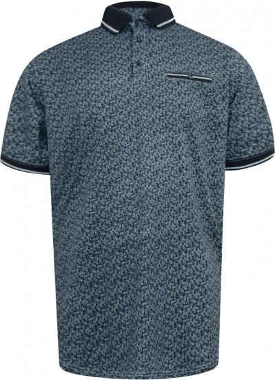 D555 Woolwich AOP Polo Shirt With Ribbed Collar Blue - Polo krekli - Polo krekli - 2XL-8XL