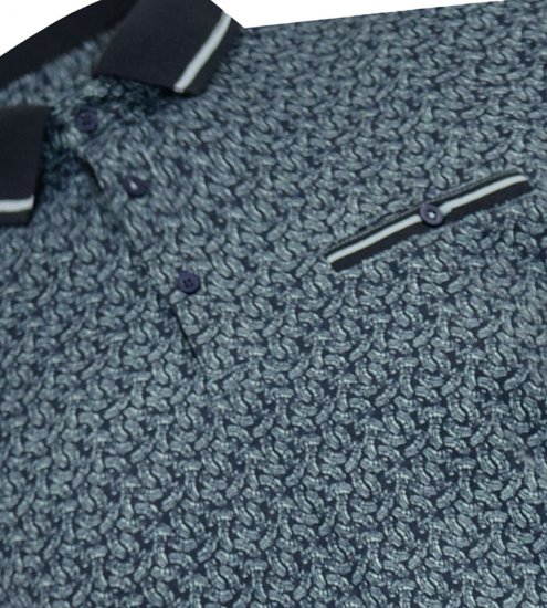 D555 Woolwich AOP Polo Shirt With Ribbed Collar Blue - Polo krekli - Polo krekli - 2XL-8XL