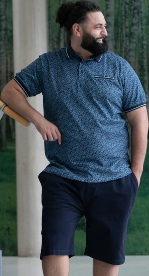 D555 Woolwich AOP Polo Shirt With Ribbed Collar Blue - Polo krekli - Polo krekli - 2XL-8XL