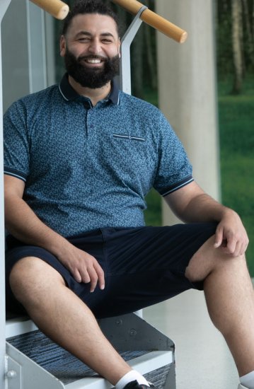 D555 Woolwich AOP Polo Shirt With Ribbed Collar Blue - Polo krekli - Polo krekli - 2XL-8XL