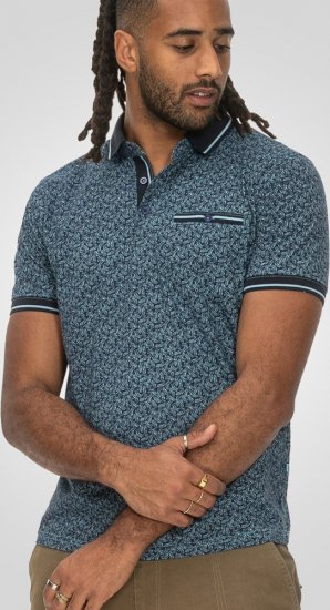 D555 Woolwich AOP Polo Shirt With Ribbed Collar Blue - Polo krekli - Polo krekli - 2XL-8XL