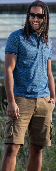 D555 Woolwich AOP Polo Shirt With Ribbed Collar Blue - Polo krekli - Polo krekli - 2XL-8XL