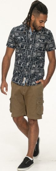 D555 Worthing Surf AOP Short Sleeve Button Down Collar Shirt Navy - Krekli - Krekli - 2XL-8XL
