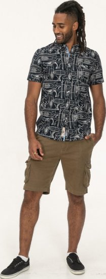 D555 Worthing Surf AOP Short Sleeve Button Down Collar Shirt Navy - Krekli - Krekli - 2XL-8XL