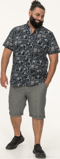 D555 Worthing Surf AOP Short Sleeve Button Down Collar Shirt Navy - Krekli - Krekli - 2XL-8XL