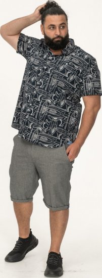 D555 Worthing Surf AOP Short Sleeve Button Down Collar Shirt Navy - Krekli - Krekli - 2XL-8XL
