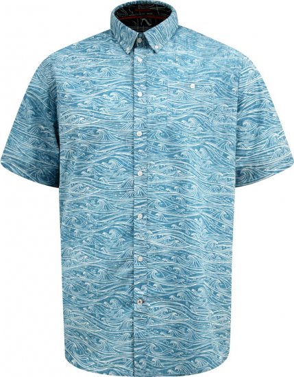 D555 Torquay AOP Short Sleeve Button Down Collar Shirt Blue Wave - Krekli - Krekli - 2XL-8XL