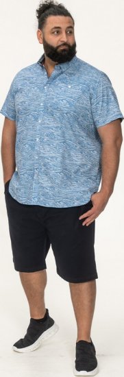 D555 Torquay AOP Short Sleeve Button Down Collar Shirt Blue Wave - Krekli - Krekli - 2XL-8XL