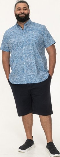 D555 Torquay AOP Short Sleeve Button Down Collar Shirt Blue Wave - Krekli - Krekli - 2XL-8XL