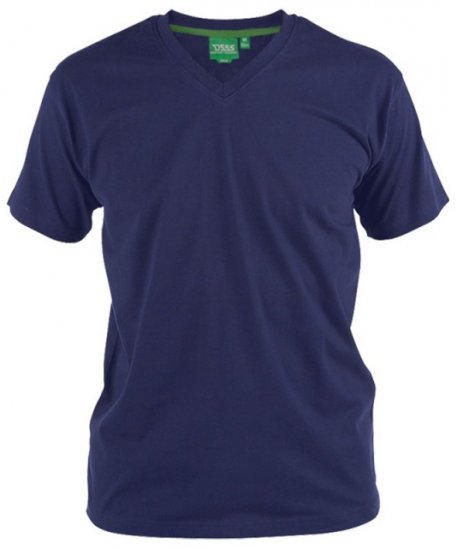 D555 Signature T-krekls ar V-veida Izgriezumu Tumši Zils - T-krekli - T-krekli - 2XL-14XL