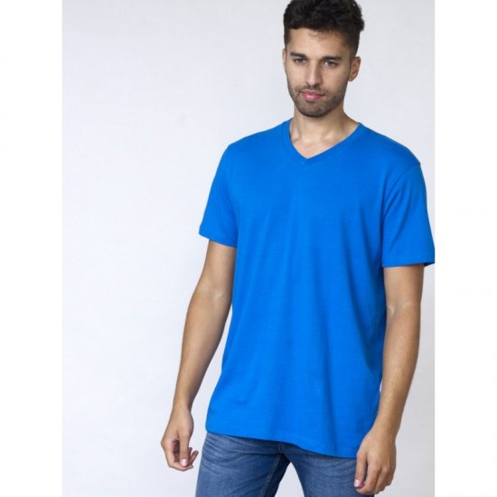D555 Signature T-krekls ar V-veida Izgriezumu Zils - T-krekli - T-krekli - 2XL-14XL